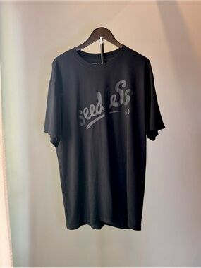SeedleSs Men’s Black XL Cotton Modal Logo T-Shirt Streetwear Everyday Casual